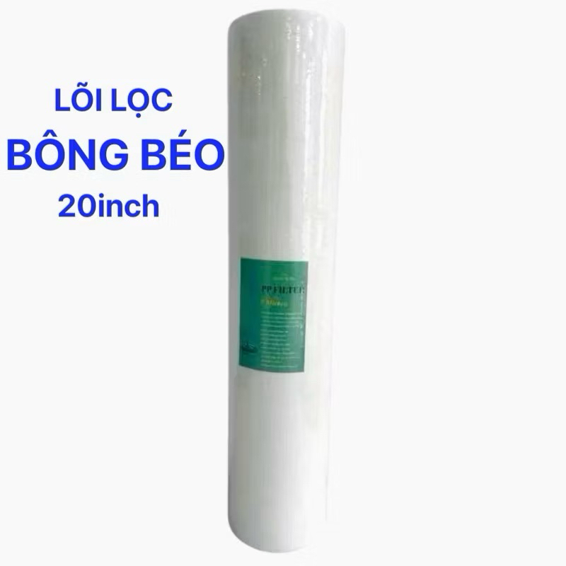 Lõi Lọc Nước Bông Béo 20 Inch Lắp Cho Cốc Lọc Thô Béo 20inch kích thước lõi cao 51 x 11cm
