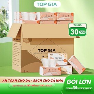 Khăn giấy rút Top Gia sắc hạ cao cấp 4 lớp dập vân 4D thành phần bột giấy từ thiên nhiên
