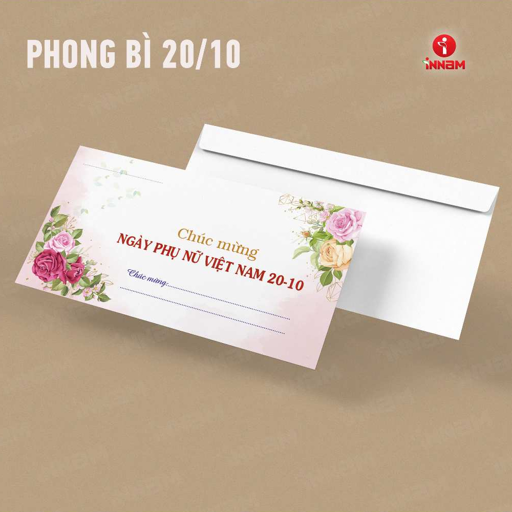 Phong bì thư 20/10, cỡ nhỏ 11x19cm, 10 chiếc, có băng keo dán