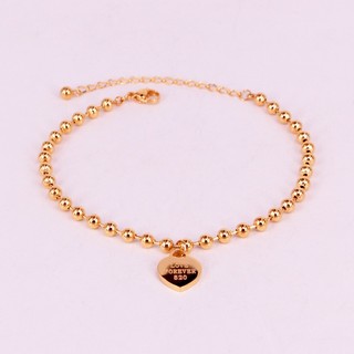 Lắc Chân Nữ Dây Bi Mặt Trái Tim Khắc Chữ LOVE FOREVER 520 Titan Không Đen Bilyshop TT 2171