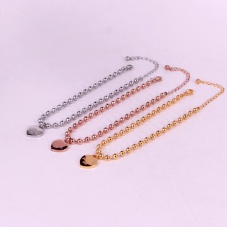Lắc Chân Nữ Dây Bi Mặt Trái Tim Khắc Chữ LOVE FOREVER 520 Titan Không Đen Bilyshop TT 2171