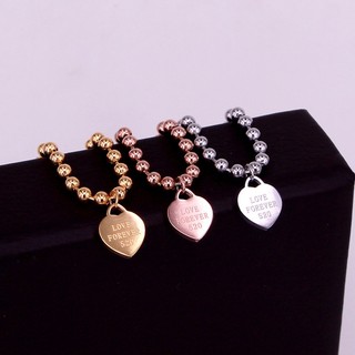 Lắc Chân Nữ Dây Bi Mặt Trái Tim Khắc Chữ LOVE FOREVER 520 Titan Không Đen Bilyshop TT 2171