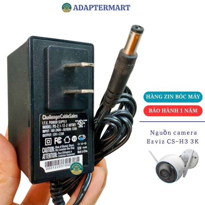 Bộ nguồn cho camera Ezviz CS-H3 3K thân 5MP Color 12v 2a - bảo hành 1 năm