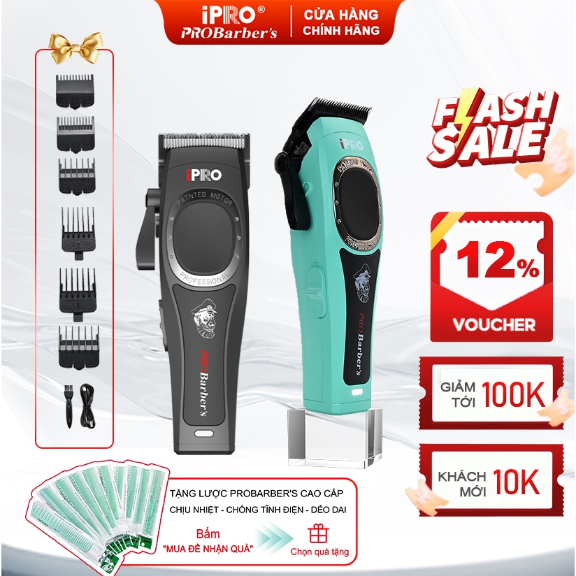 [iPRO Official] Tông Đơ Lưỡi Cắt Titanium Sang Trọng IPRO PROBarber's S1093 Pin Lâu Cho Salon