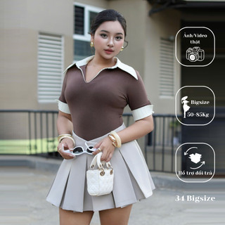 Chân váy xếp ly 34CV046, chân váy xếp ly dáng xòe kiểu dáng trẻ trung dành cho bigsize phù hợp đi chơi, dự tiệc