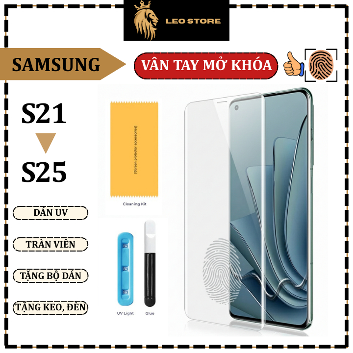 [Dùng Vân Tay] Cường lực UV Samsung S20ultra S21ultra S22ultra S23ultra S24ultra S21 S22 S23 S24 S25 Plus Note 20 ultra