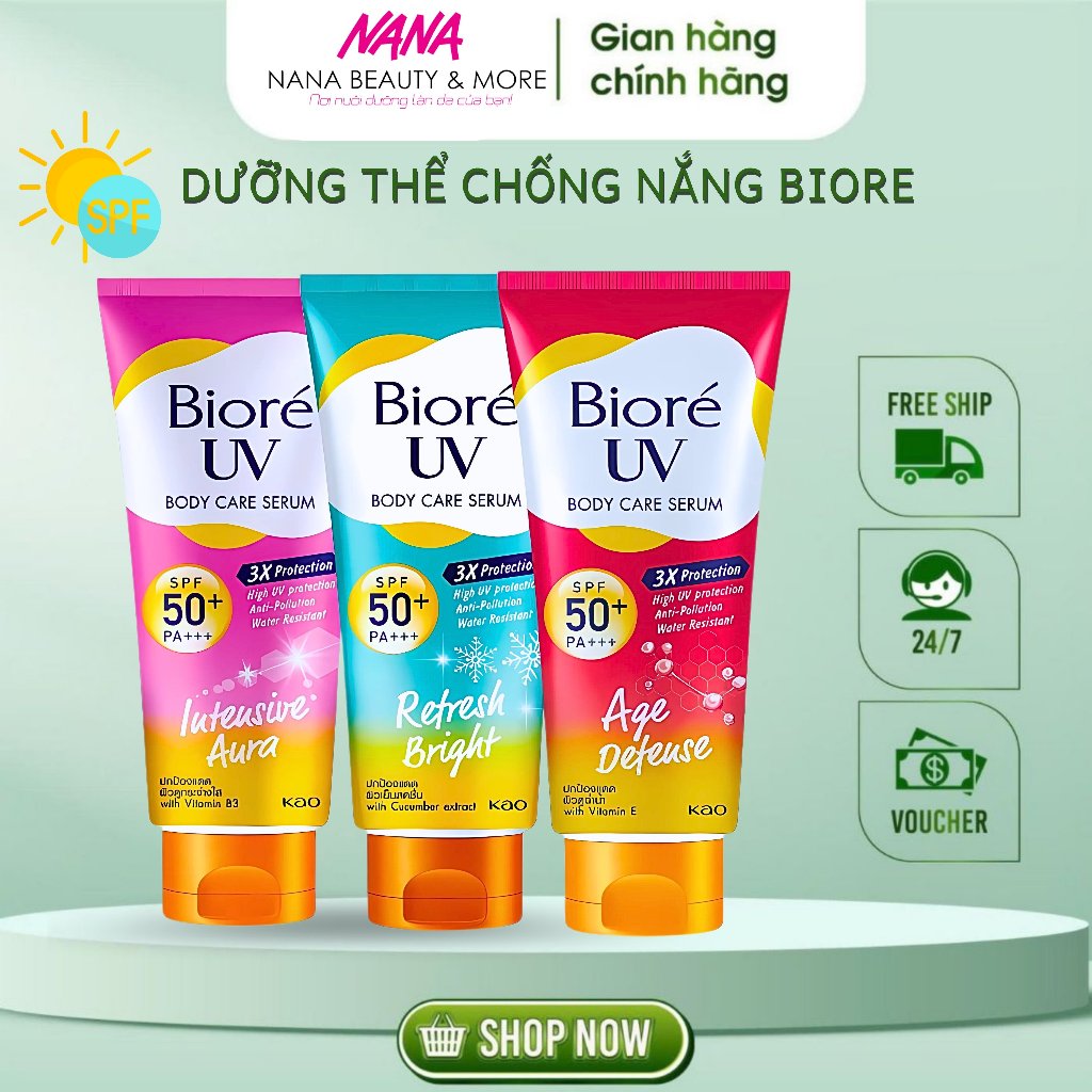 Serum Dưỡng Thể Chống Nắng Bioré Kháng Bụi UV Anti-Pollution Body Care SPF50+/PA+++ - Nana Shop