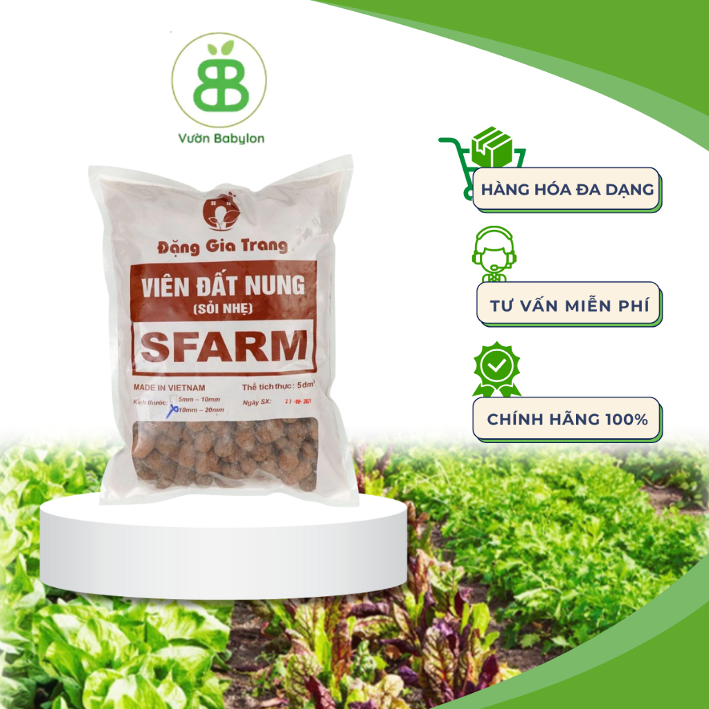 VIÊN ĐẤT NUNG (SỎI NHẸ) SFARM 5DM3 (KT 10-20MM)