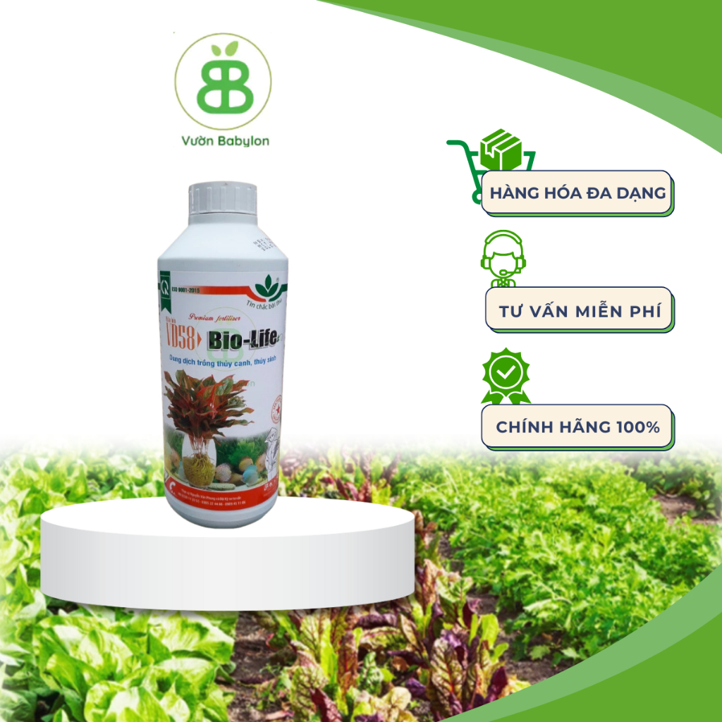 Dung Dịch Thủy Canh Bio Life, Chuyên Cho Cây Thủy Sinh, Cây trồng thủy, Trồng Trong Nước Vuonbabylon - Chai 1L