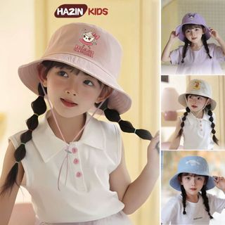  Mũ bucket cho bé gái bé trai từ 3-8 tuổi có quai nón tai bèo trẻ em vành rộng chất vải kaki hoạ tiết hoạt hình 
