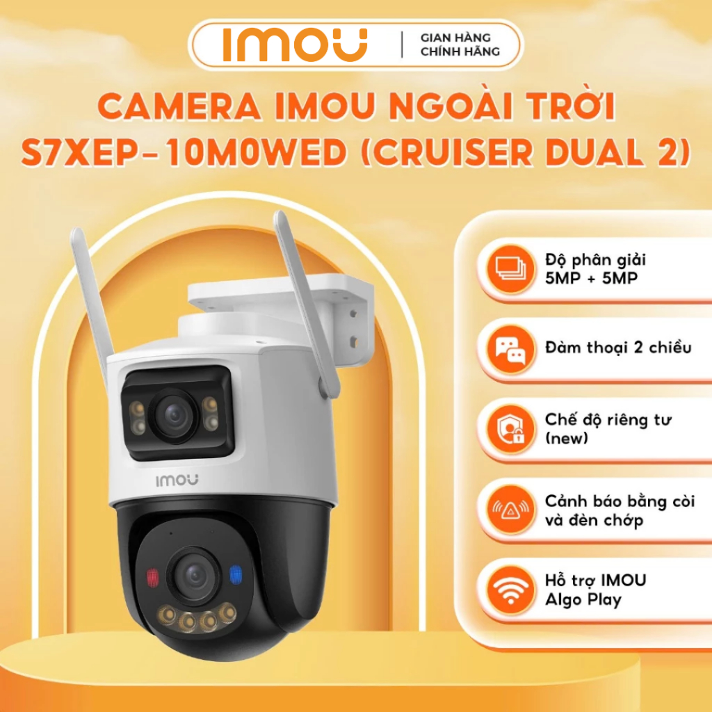 Camera Wifi 2 Mắt IMOU Cruiser Dual 2 S7XEP 6MP/10MP,S7XFP 8MP, Xoay 360 Độ, Có Màu, Đàm Thoại, Ai