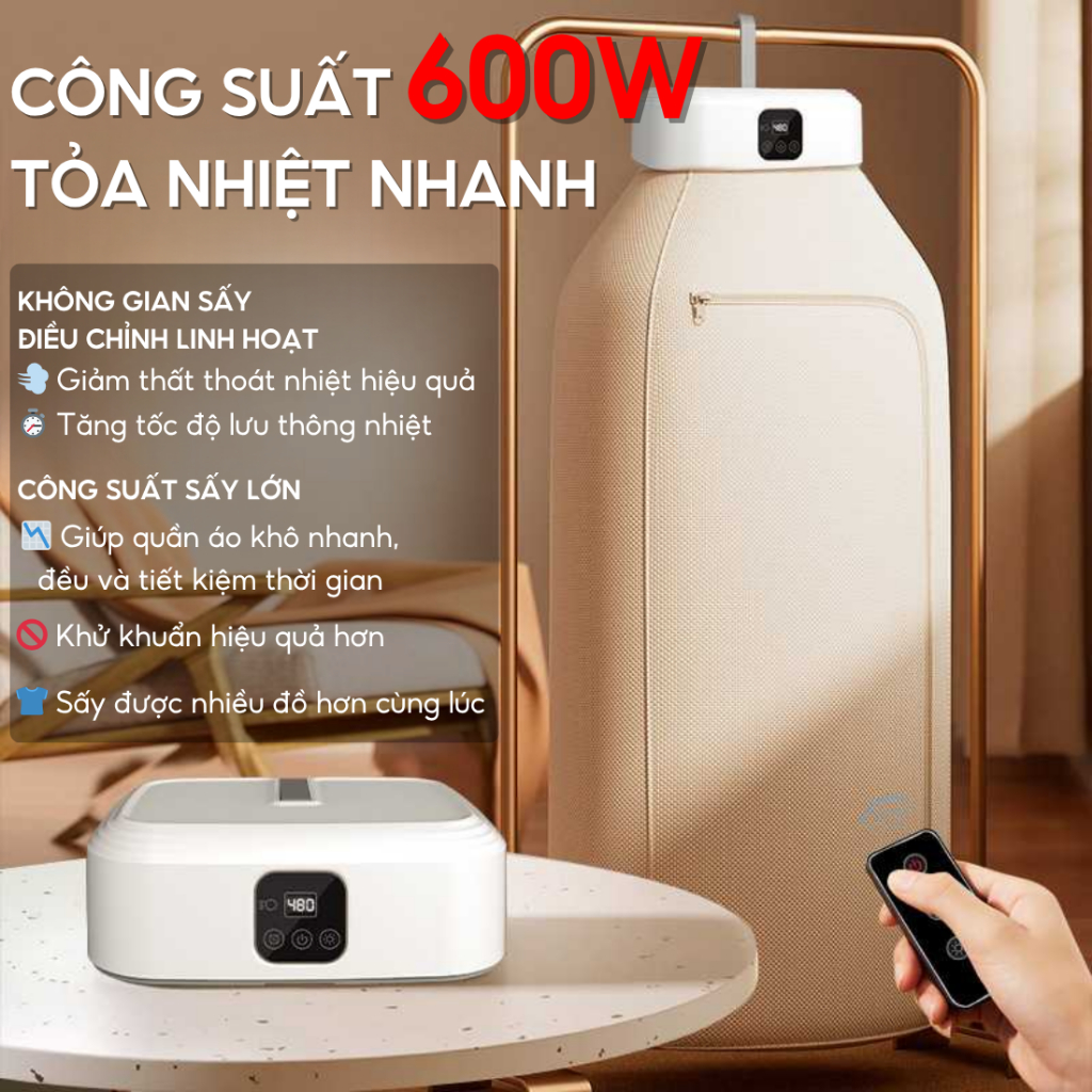 Máy Sấy Quần Áo HOKU Đa Năng Treo Tường Gấp Gọn Khử Trùng Khử Khuẩn SQA02