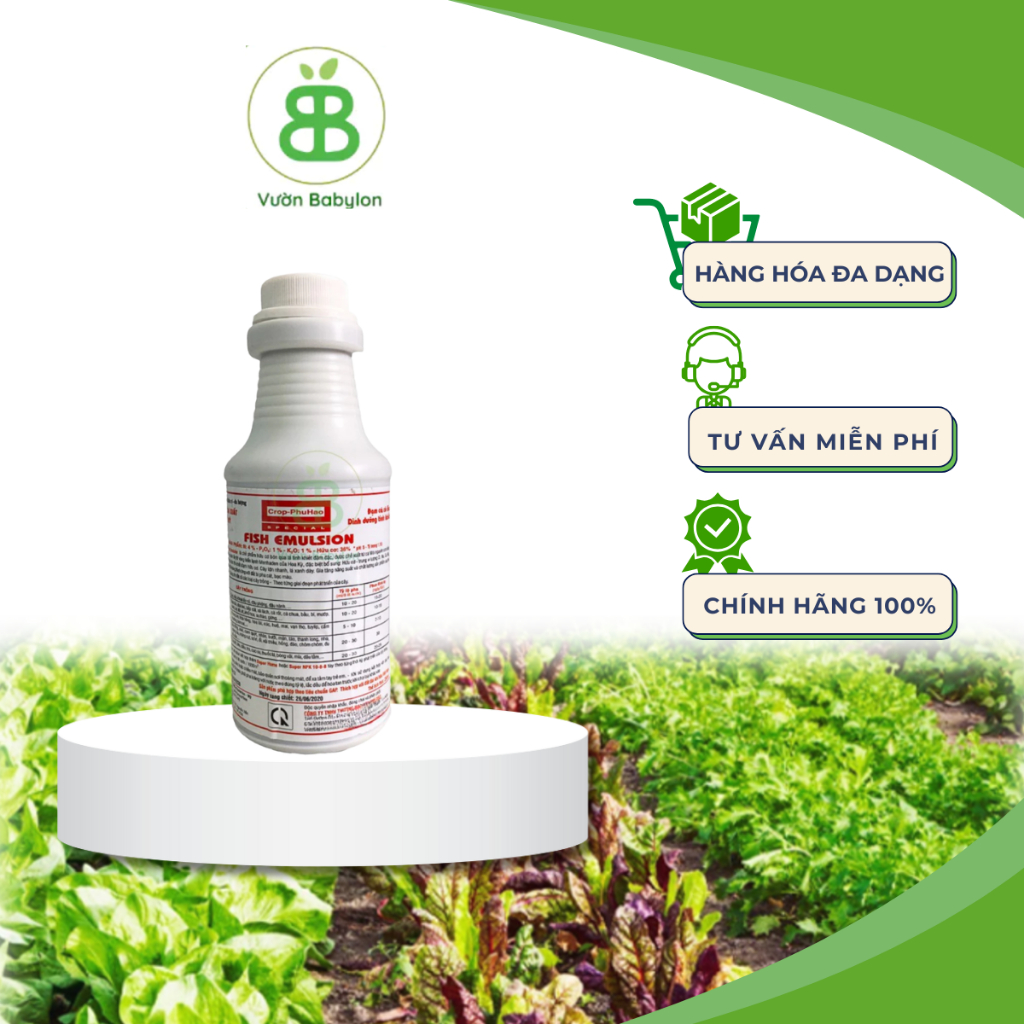 Phân Đạm Cá Fish Emulsion, Phân Cá Hữu Cơ Dành Cho Hoa Hồng, Rau Củ Quả, Cô Đặc Mỹ Vuonbabylon - Chai 250ml