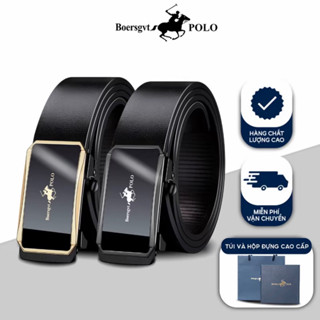 Thắt lưng nam cao cấp BoersgvtPOLO,dây nịt da nam khóa tự đông Full hộp đựng cao cấp - Polo01