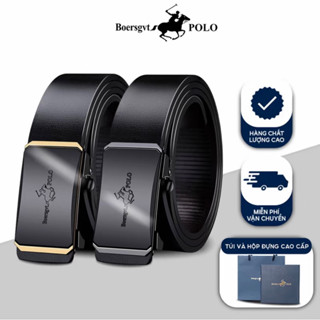 Thắt lưng nam cao cấp BoersgvtPOLO,dây nịt da nam khóa tự đông Full hộp đựng cao cấp
