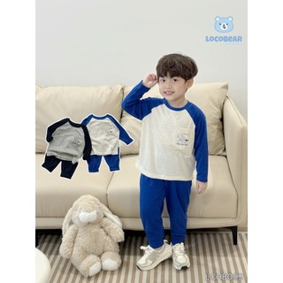   DEAL MỞ BÁN  Set Thu Đông Dài Tay Bé Trai Locobear Chất Thun Cotton Mềm Mại In Hình Khủng Long Ngộ Nghĩnh LCHB099 