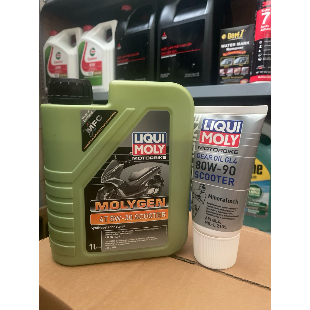 Combo nhớt Liqui Moly 5W30 Molygen và tuýp láp Liqui 80W90 150ml