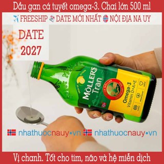 Dầu gan cá tuyết Moller’s Tran sitron vị chanh - Chai lớn 500 ml - Nội địa Na Uy