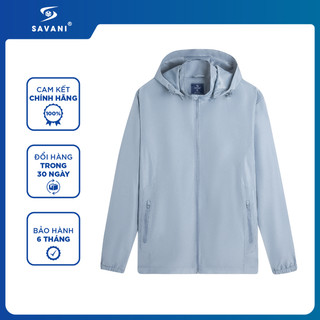  Áo Khoác Gió Nam Trơn SAVANI 2 Lớp Mũ Tháo Rời Cản Gió Giữ Ấm Chống Nước Chất Polyester MGF003W4 