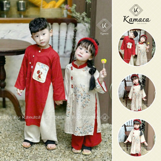  Set Áo dài Cát Tường cho Bé trai Áo dài cách tân Bé gái - KAMACA Chất liệu tơ mix đũi Nhật cao cấp 