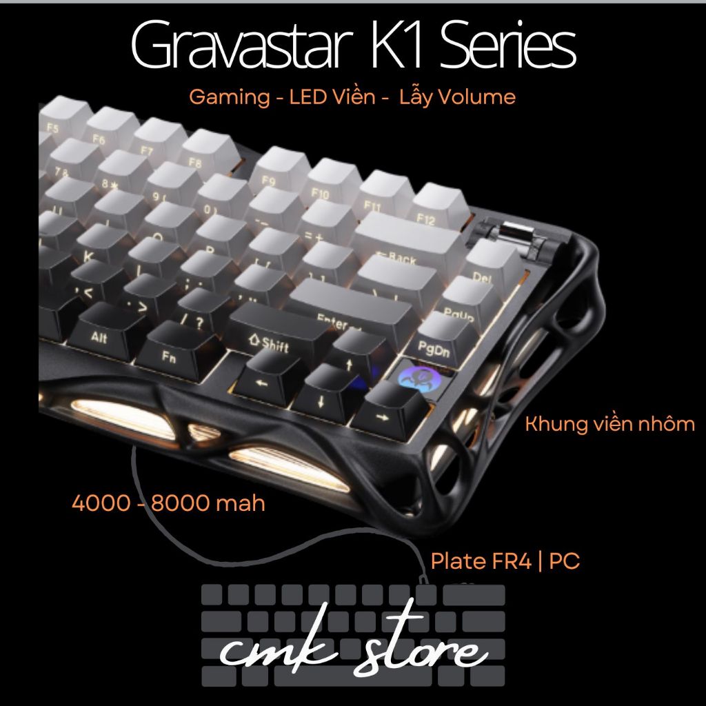 Bộ Phím Cơ Gaming Gravastar Mercury K1 Series | Mạch xuôi - Viền Nhôm - Led Tỏa Viền Siêu Đẹp