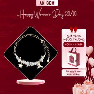 Vòng tay đá phong thủy tự nhiên mix charm xích cá tính An Gem, lắc tay nữ freesize tinh tế