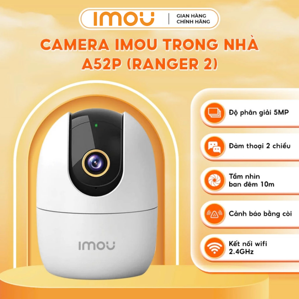 Camera Wifi IMOU Ranger 2 A32EP/ A52P 5MP, Ranger 2 Pro - Xoay 360 Độ, Đàm Thoại 2 Chiều, Theo Dõi
