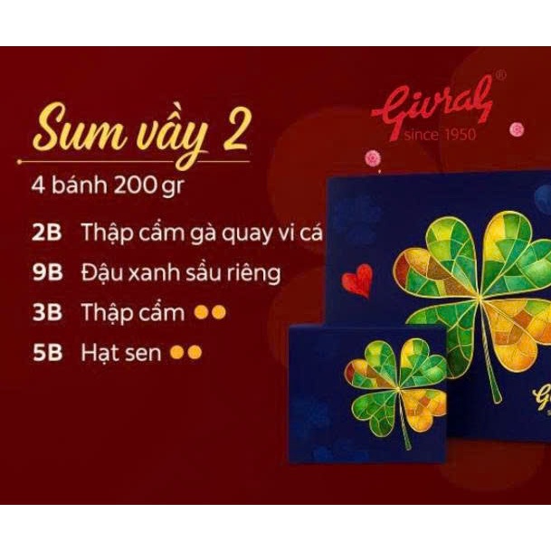 Combo Bánh Trung Thu Givral Sum Vầy 2 (4 Bánh – 200g) | Chính Hãng | Hộp Quà Biếu Sang Trọng