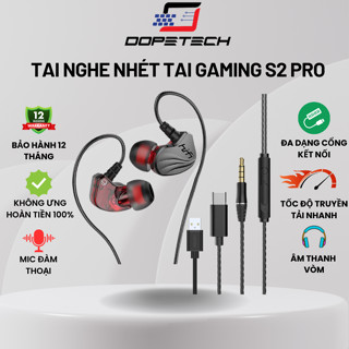  Tai nghe Gaming DOPETECH S2 Pro có dây cho pc laptop điện thoại tai nghe nhét tai dây dù có Micro 