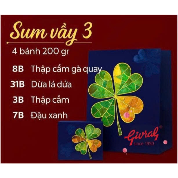 Combo Bánh Trung Thu Givral Sum Vầy 3 (4 Bánh – 200g) | Chính Hãng | Hộp Quà Biếu Sang Trọng