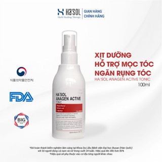 [x HA'SOL] Xịt dưỡng tóc, chăm sóc da đầu, hỗ trợ tóc chắc khỏe Hasol Anagen Active Tonic 100ml + Gift