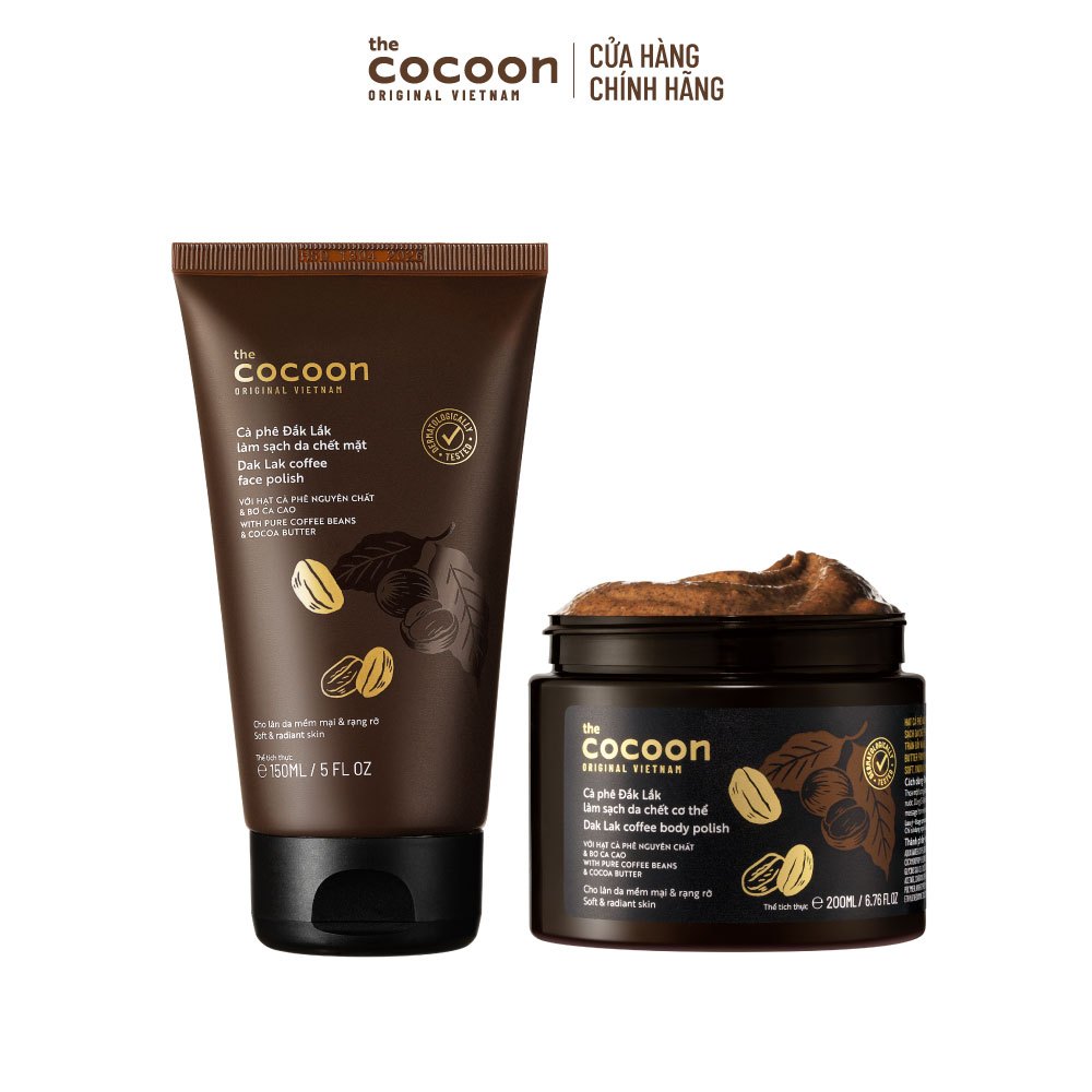 [MUA 2 GIẢM 42%] Combo Tẩy da chết mặt cà phê Đắk Lắk 150ml và Tẩy da chết cà phê cơ thể 200ml | BigBuy360 - bigbuy360.vn