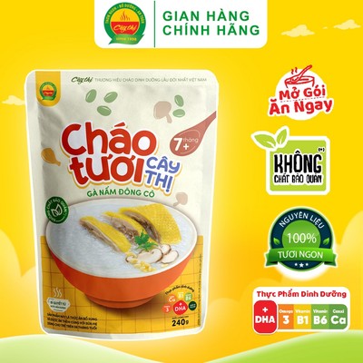[QUÀ TẶNG] Cháo Tươi Gà Nấm Đông Cô Cây Thị Mở Gói Ăn Ngay 240G