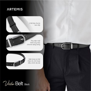 Thắt lưng da Victor (Nam) - da bò 2 lớp kích thước 3.3 cm khoá lỗ kim màu vàng hoặc màu bạc trắng