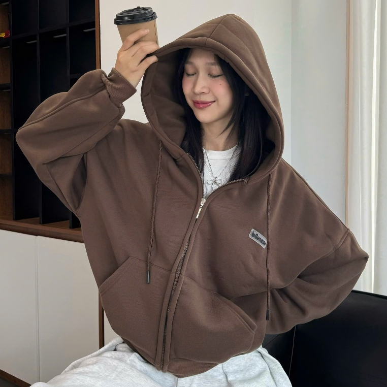 👑 Áo Khoác Hoodie Nữ Form Rộng Unisex – Hoodie Zip Dày Dặn, Mềm Mịn, Có Túi Kangaroo, Phong Cách Ulzzang Hàn Quốc | BigBuy360 - bigbuy360.vn