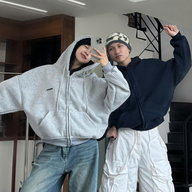 👑 Áo Khoác Hoodie Nữ Form Rộng Unisex – Hoodie Zip Dày Dặn, Mềm Mịn, Có Túi Kangaroo, Phong Cách Ulzzang Hàn Quốc | BigBuy360 - bigbuy360.vn