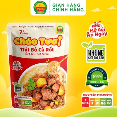 Cháo Tươi Cây Thị Thịt Bò Cà Rốt - Mở gói ăn ngay 240g