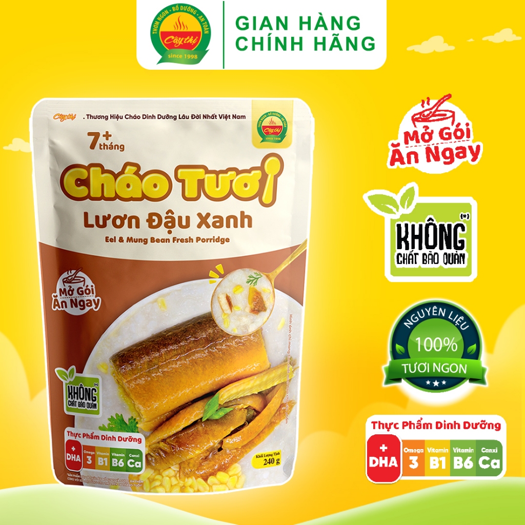 Cháo Tươi Cây Thị Lươn Đậu Xanh - Mở gói ăn ngay 240g