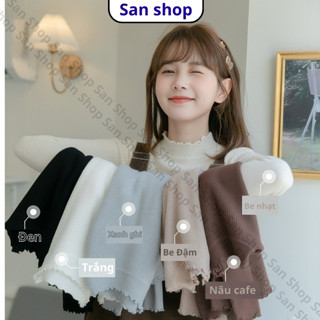 Áo Len Tăm Nữ Dáng Ôm Body Tay Dài Cổ 3 Phân Viền Bèo Co Giãn Mềm Mịn Hàn Quốc Hot 2025 – San Shop 