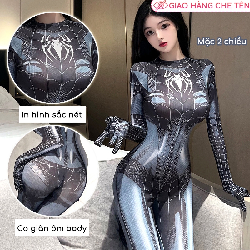 [CHE TÊN] Cosplay người nhện siêu co giãn ôm body có khoá mở đũng jumpsuit liền thân mặc 2 chiều | BigBuy360 - bigbuy360.vn