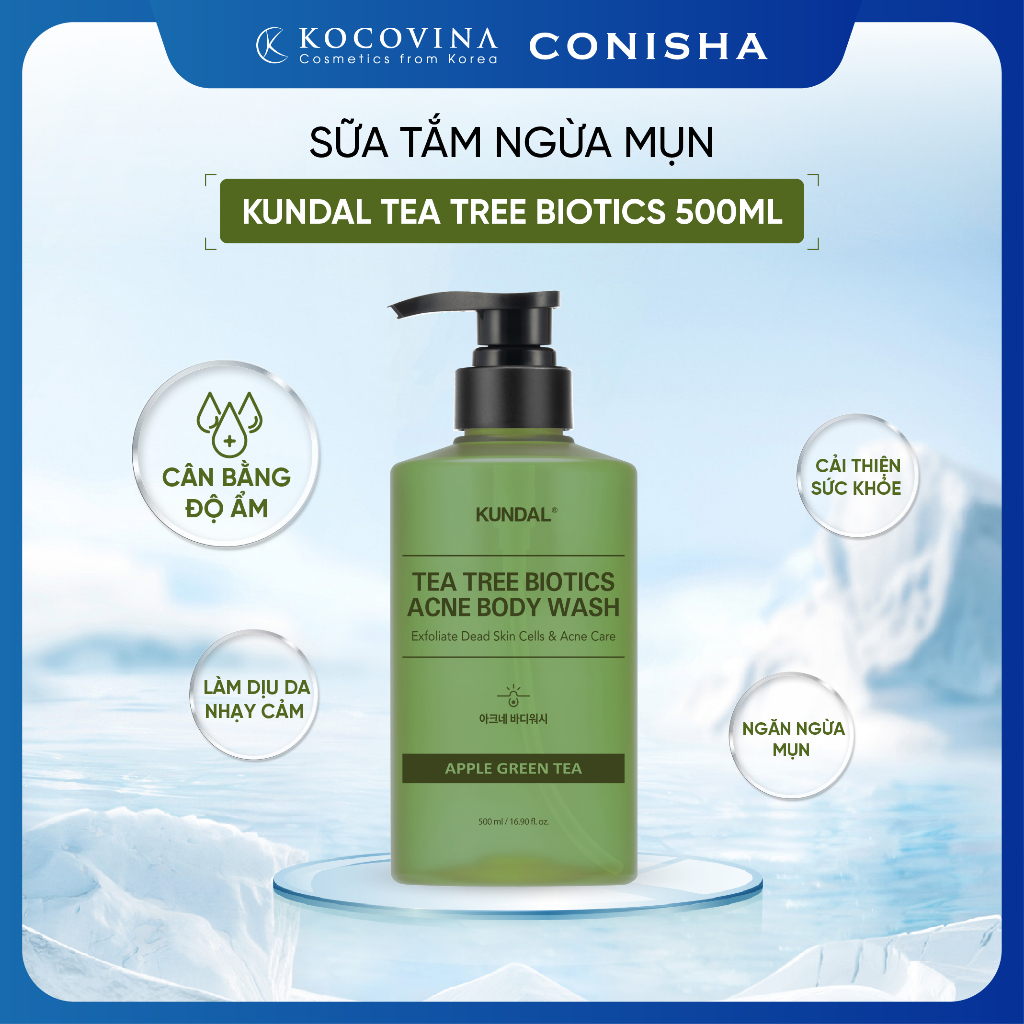 SỮA TẮM NGỪA MỤN KUNDAL TEA TREE BIOTICS 500ML