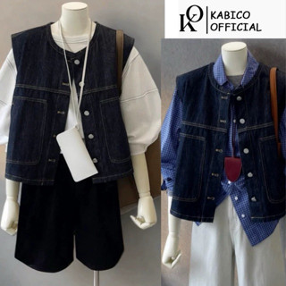 Áo gile jean nam nữ KABICO cá tính, áo khoác bò dáng rộng phong cách _G26