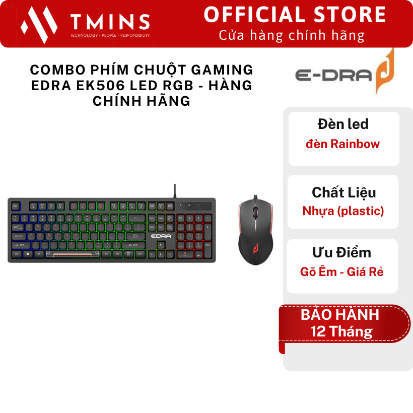 Combo Phím chuột gaming EDRA EK506 Led RGB - Hàng chính hãng