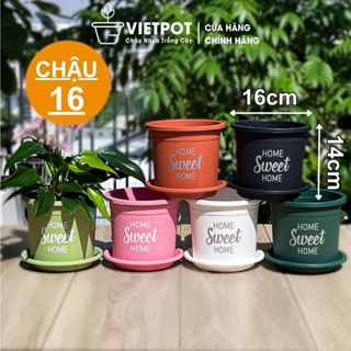 Chậu nhựa trồng cây VIETPOT, size 16x14cm, Sweet Home, hoa kiểng lá, để bàn, sân vườn, ban công.