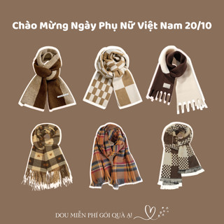 Khăn Len Unisex, Khăn Cashmere Dệt Kim Dày Tone Nâu Trầm Cổ Điển Nhiều Mẫu QUÀ TẶNG 20.10 NGÀY PHỤ NỮ VIỆT NAM - LN01