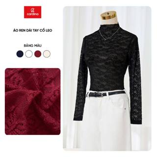 Áo thun ren dài tay CARDINA  vải ren mỏng co giãn dài tay cổ leo 5ARD01