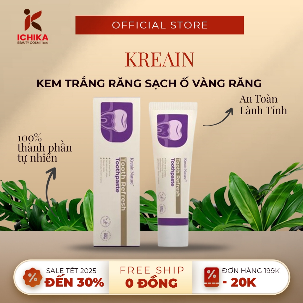 Kem Đánh Răng Thơm Miệng KREAIN TOOTHPASTE – Kem KREAIN NATURE Giúp Giảm Mùi Khó Chịu, Trắng Sáng, K