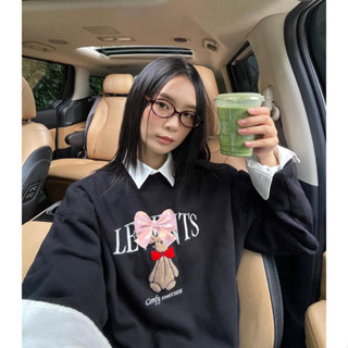   Xa kho  Áo Sweater Thỏ Thêu Xù Màu Đen Chất Liệu Nỉ Chân Cua Dày Dặn  Newtag bọc  