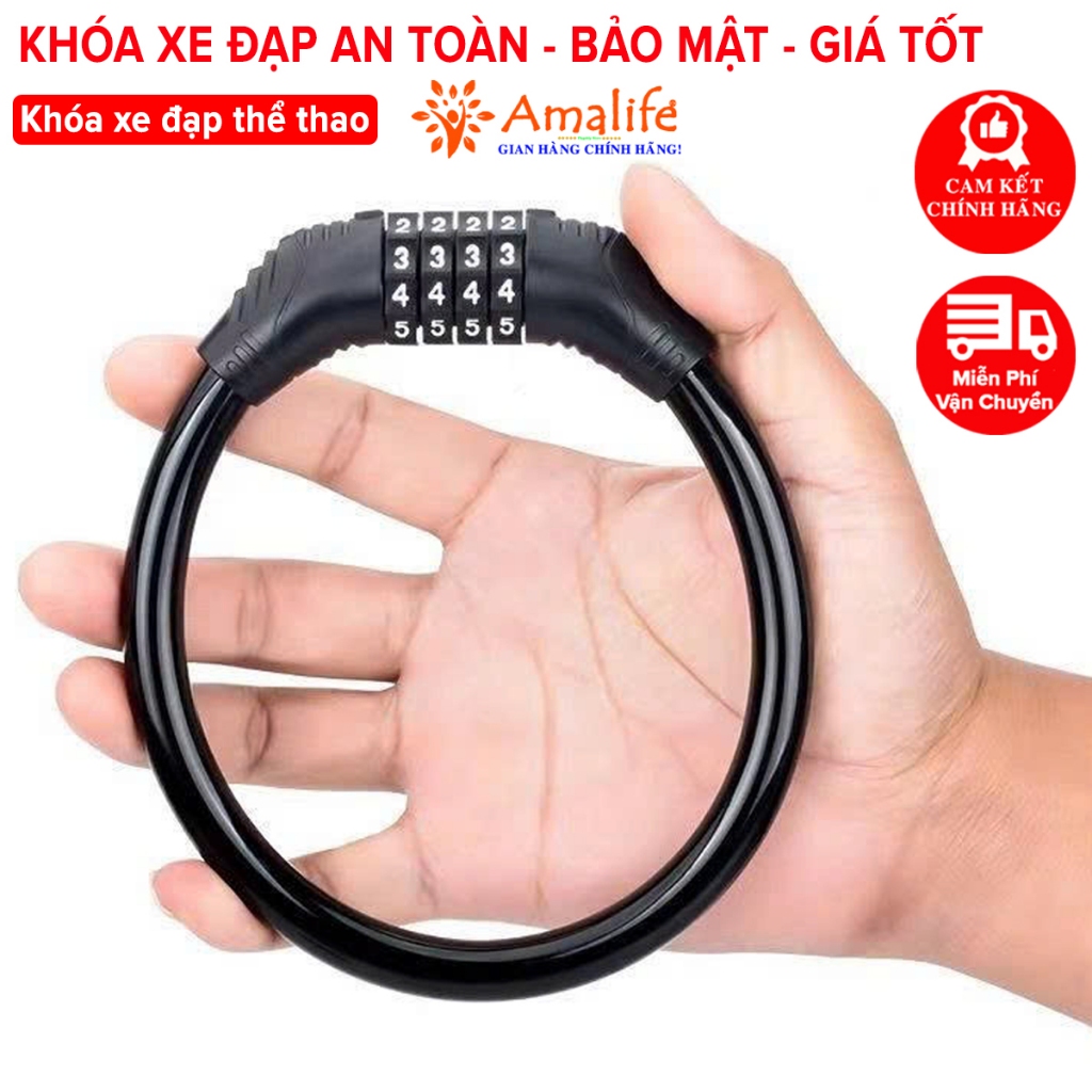 Khóa Xe Đạp Thể Thao Chống Trộm Khóa Dây Treo Yên Xe Đạp 4 Số Xoay Mã Khóa Tránh Mất Chìa Khóa - Chính Hãng Amalife