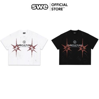 Áo Thun Unisex Nam/Nữ Hoạ Tiết Local Brand SWE SPIKE BOXY TEE - Trắng/Đen